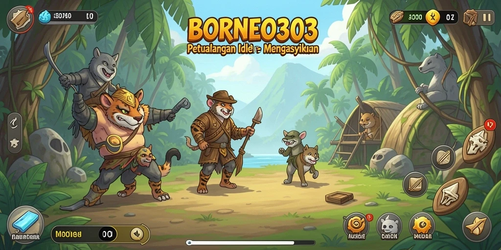 Screenshot gameplay <strong>BORNEO303</strong> menampilkan aksi Idle yang seru dan menghibur.
