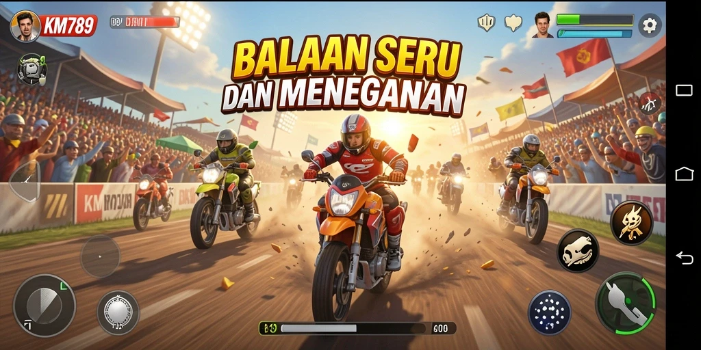 Gameplay menegangkan KM789 dengan mobil balap yang cepat.