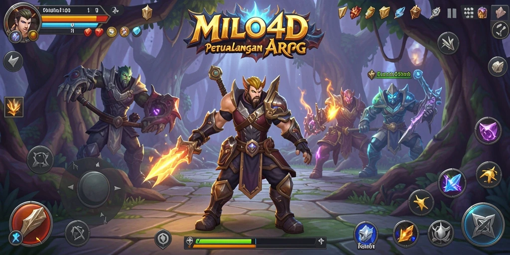 Tangkapan layar yang menunjukkan pertarungan epik dalam game ARPG.