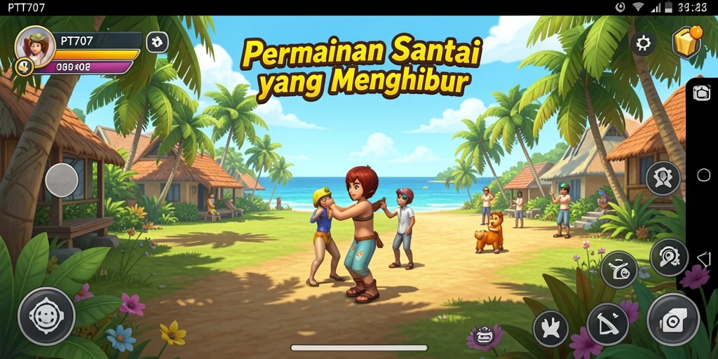 Tampilan gameplay PT707 yang menghibur dan penuh warna.
