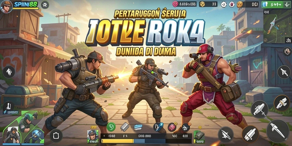Tampilan aksi mendebarkan dalam permainan Battle Royale SPIN88.